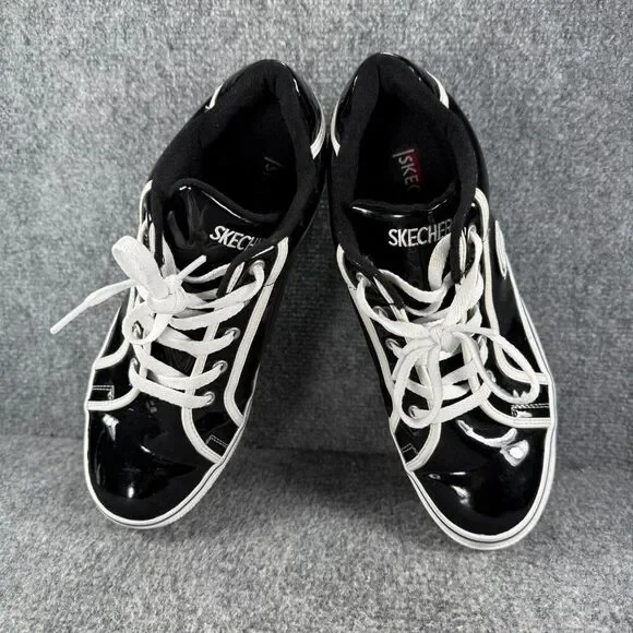 Skechers Heartbeat Loud Platform Sneakers Womens 8.5 Black Patent Y2K Chunky Vtg - Picture 8 of 11